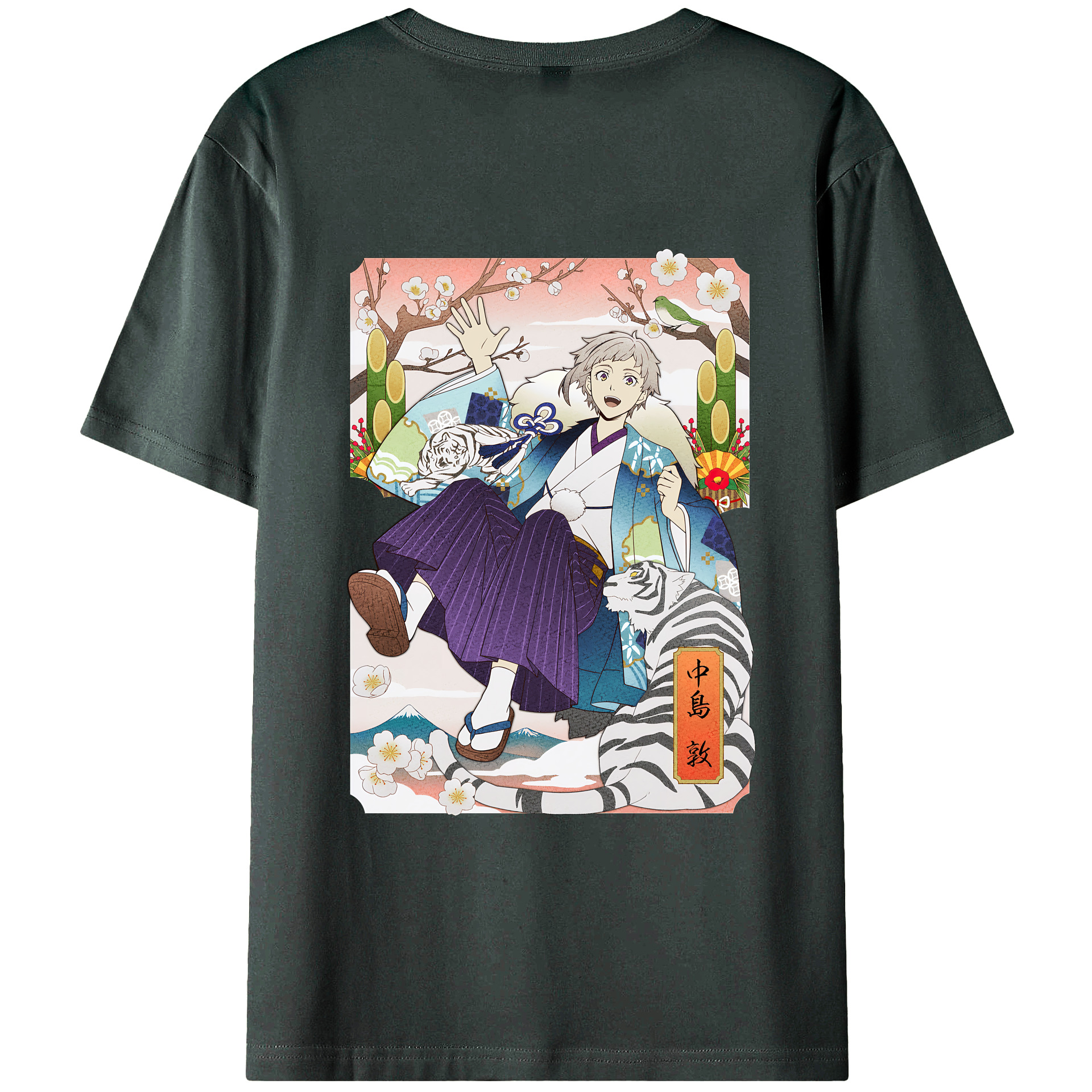 （画像用） 文豪ストレイドッグス Bungo Stray Dogs 綿100％ メンズ半袖Tシャツ（バックプリント） 通気性